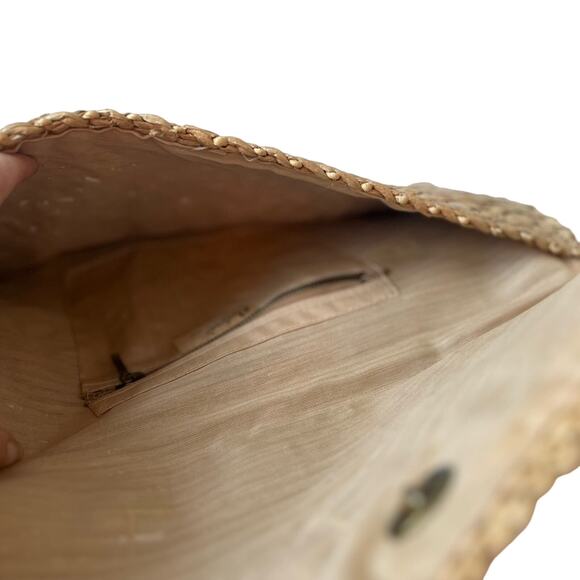 Vintage Oversized Wicker Handbag Clutch Straw Raffia - Picture 8 of 10